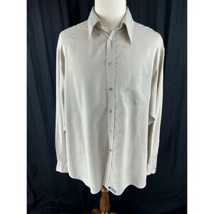 Ted Baker Mens Button Front Shirt Size 6‎ XL/XXL Beige Long Sleeve Polynosic